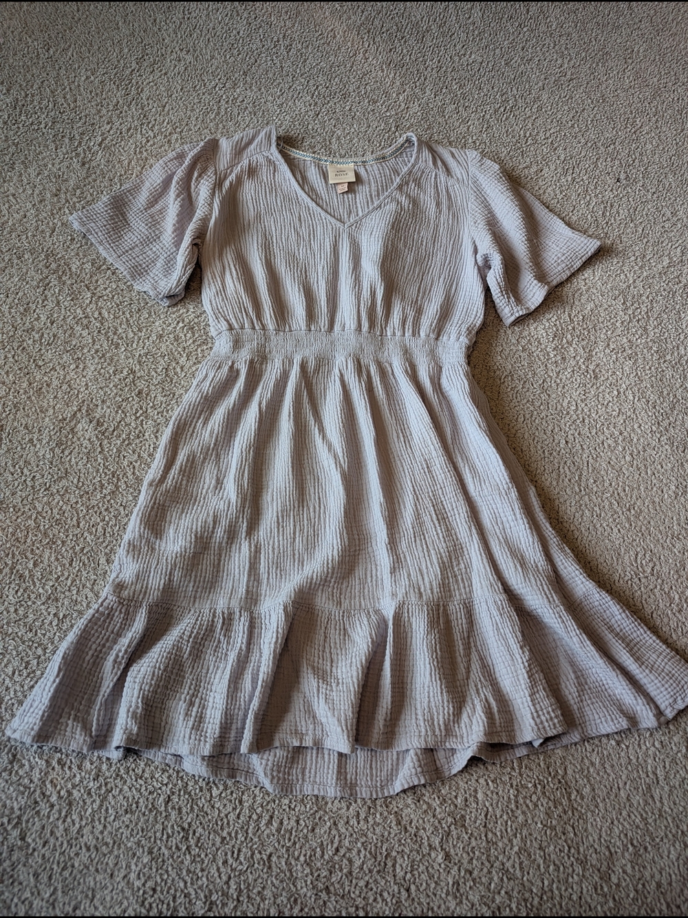 Knox Rose Light Blue Ruffle-Hem V-Neck Casual Dress